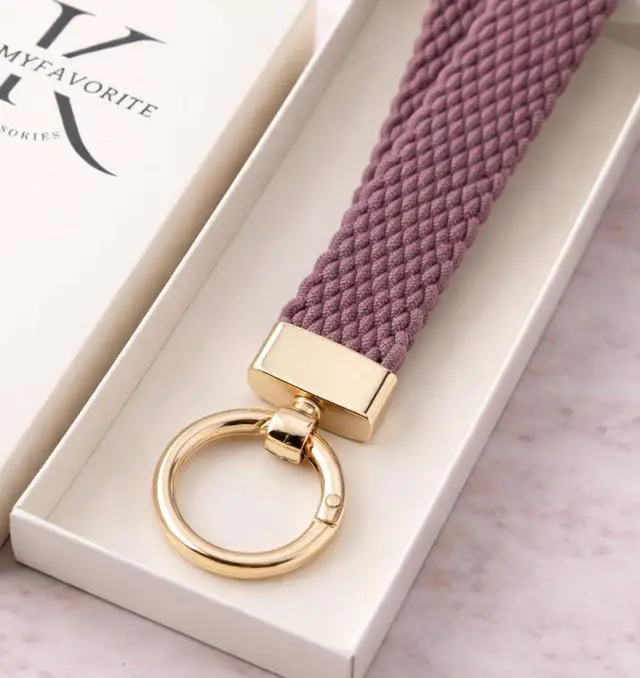 Alt view image 6 of 6 - Stretchy Neck Lanyard for ID Badges Cute Lanyard for Keys Retractable Elastic Keychain Holder (Smoke Violet)