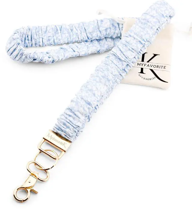 Main image of Stylish Scrunchie Lanyard for ID Badges Cute Neck Stretchy Lanyard for Keys Retractable Keychain Holder (Cotton Blue)