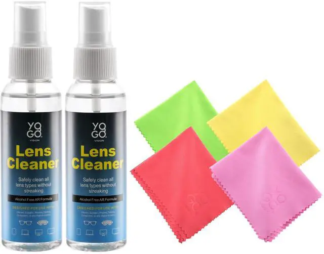 Main image of Lens Cleaner Spray 2 Eyeglass Cleaner Bottels, with 4 Microfiber Cloths Kit Ammonia and Streak Free Safe for Eyewear and Electronics