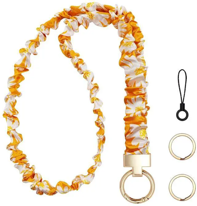 Main image of Stretchy Scrunchie Lanyard for ID Badges, Teacher Gifts for Women Birthday Unique, Cute Neck Scrunchie Lanyard Perfect for Office Teacher Appreciation Gifts Nurses School Classroom (Yellow)