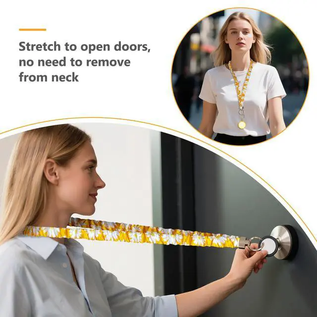Alt view image 5 of 7 - Stretchy Scrunchie Lanyard for ID Badges, Teacher Gifts for Women Birthday Unique, Cute Neck Scrunchie Lanyard Perfect for Office Teacher Appreciation Gifts Nurses School Classroom (Yellow)