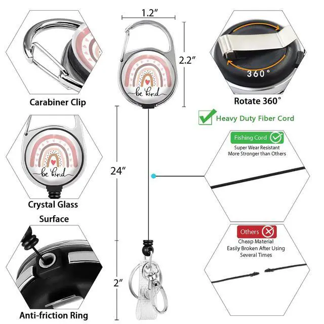 Alt view image 5 of 6 - Teacher Lanyards for ID Badges, Badge Holder Retractable Reel