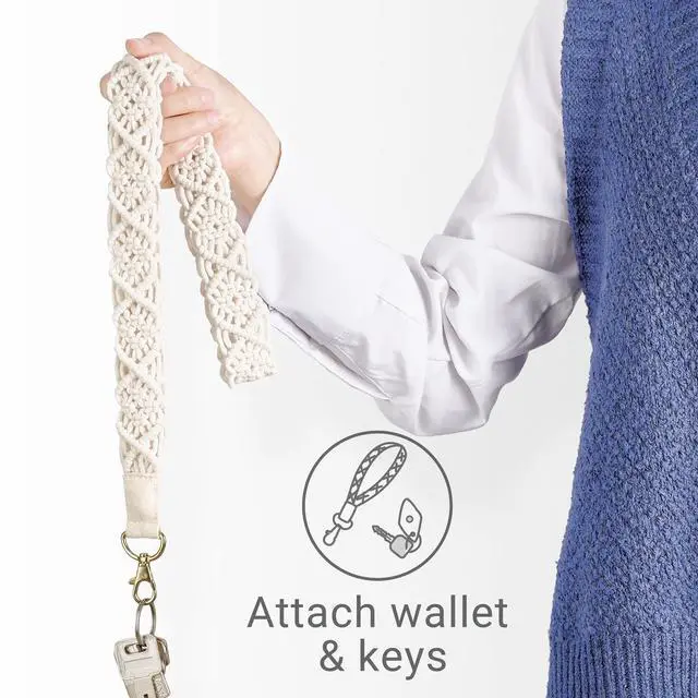 Alt view image 3 of 7 - Macrame Lanyard Holder Neck Lanyards for ID Badges Keys Key Chain Boho Style Long Lanyard Strap for Women Teacher Employee Student, 17.9"