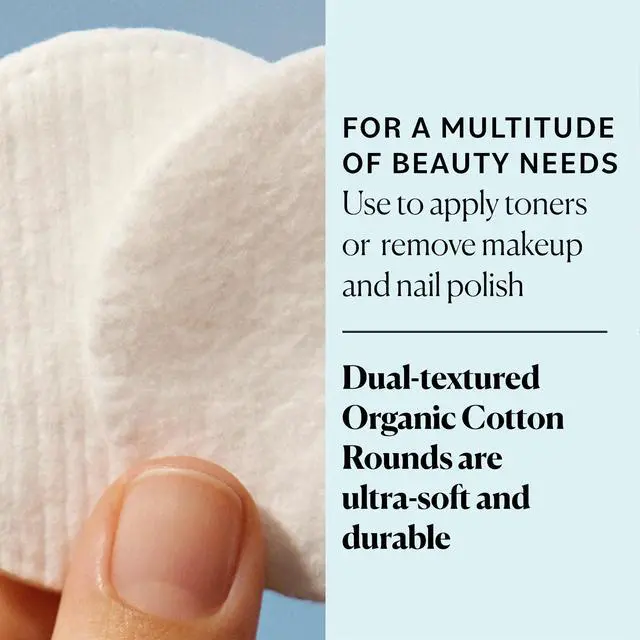 Alt view image 3 of 6 - Organic Cotton Rounds for Sensitive Skin, 100% Pure GOTS Certified Organic for Beauty & Personal Care, 300 ct.