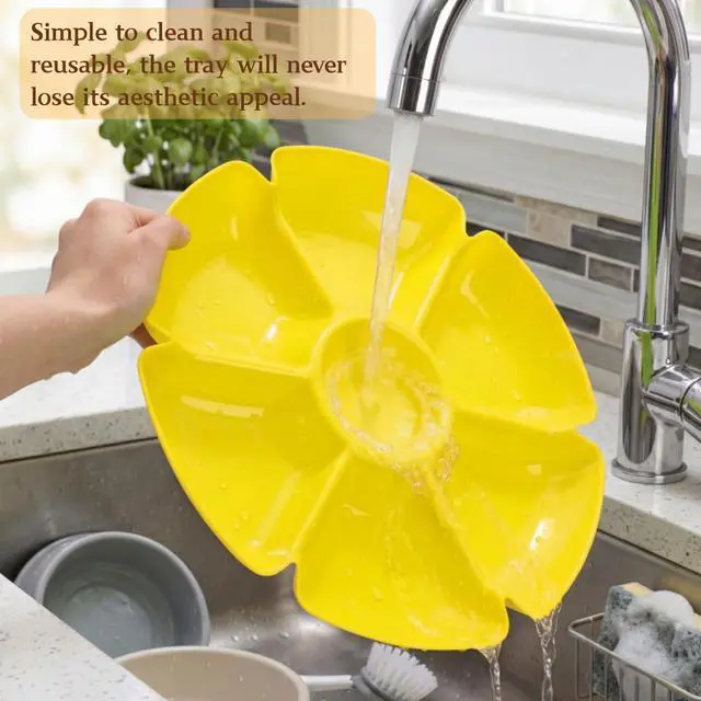 Alt view image 6 of 7 - 12 Pcs Plastic Snack Serving Tray, 12 Inch Unbreakable Chip and Dip Divided Serving Plates, Round 7 Compartments Multifunctional Food Platter for Snack, Nuts, Candy, Dried Fruit, Veggies