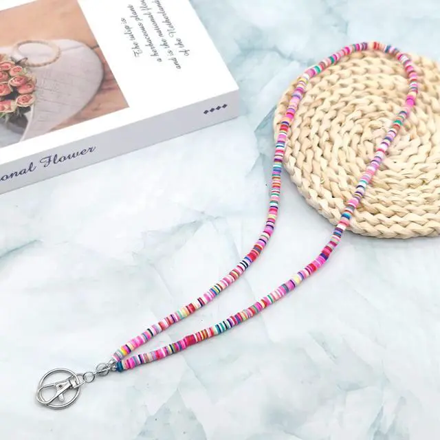 Alt view image 3 of 7 - Cute Lanyard Beaded Teacher Lanyards for Id Badges and Keys Boho Neck Keychain Cruise Lanyard for Women (Boho Colorful Pink)