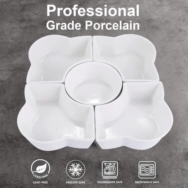 Alt view image 3 of 7 - Acacia Wood Serving Tray, 12" Square, Natural Brown & White, 5-Piece Set, Dishwasher Safe, Freezer & Microwave Safe, Perfect for Appetizer, Veggie, Taco, Fruit Platter