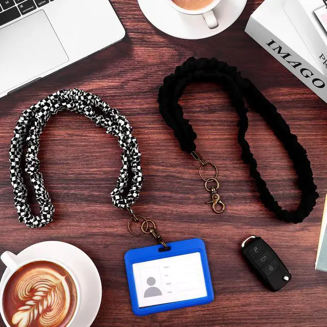 Alt view image 4 of 7 - 2 Pack Scrunchie Lanyards for ID Badges Keys for Teacher Nurse
