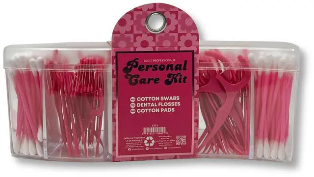 Main image of Personal Care Kit, 5-in-1 Travel Hygiene Pack, Include Cotton Swabs, Dental Flosses, Cotton Pads in Reusable Storage Box