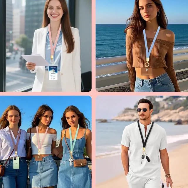 Alt view image 6 of 6 - Teacher Lanyard with ID Holder,Cute Stretchy Lanyard for Women Nurse Retractable Comfortable Neck Lanyards for ID Badges Keys Wallet Phone Strap Pink Keychain Necklace Office Students Accessories