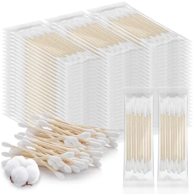 Main image of Cotton Swabs Travel Size,Individually Wrapped Cotton Swabs Bulk 10 Pcs Per Pack,Double Tipped Wood Stick Cotton Swabs,Cotton Buds for Ear Make Up Hotel Daily Cleaning Pet Care Arts Crafts 50