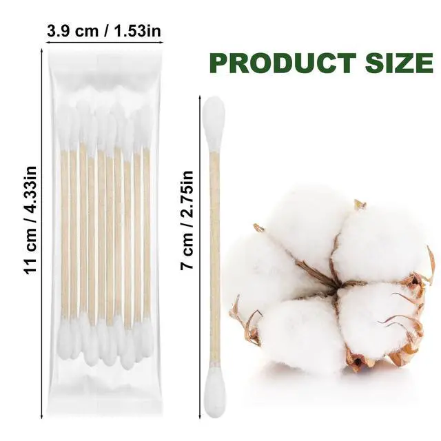 Alt view image 2 of 6 - Cotton Swabs Travel Size,Individually Wrapped Cotton Swabs Bulk 10 Pcs Per Pack,Double Tipped Wood Stick Cotton Swabs,Cotton Buds for Ear Make Up Hotel Daily Cleaning Pet Care Arts Crafts 50