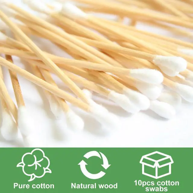 Alt view image 5 of 6 - Cotton Swabs Travel Size,Individually Wrapped Cotton Swabs Bulk 10 Pcs Per Pack,Double Tipped Wood Stick Cotton Swabs,Cotton Buds for Ear Make Up Hotel Daily Cleaning Pet Care Arts Crafts 50