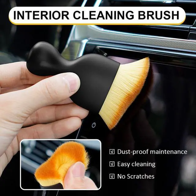 Alt view image 2 of 6 - 3 PCS Car Detailing Brush, Car Interior Cleaning Dust Brush, Soft Bristle Cleaning Tool Car Accessories for Dashboard, Air Vents, Computer, Keyboard (Black)