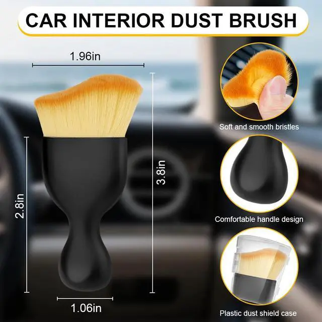 Alt view image 4 of 6 - 3 PCS Car Detailing Brush, Car Interior Cleaning Dust Brush, Soft Bristle Cleaning Tool Car Accessories for Dashboard, Air Vents, Computer, Keyboard (Black)