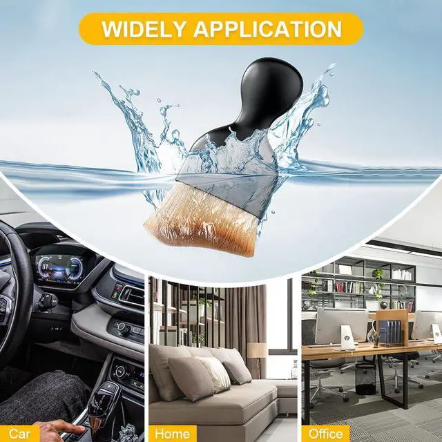 Alt view image 6 of 6 - 3 PCS Car Detailing Brush, Car Interior Cleaning Dust Brush, Soft Bristle Cleaning Tool Car Accessories for Dashboard, Air Vents, Computer, Keyboard (Black)