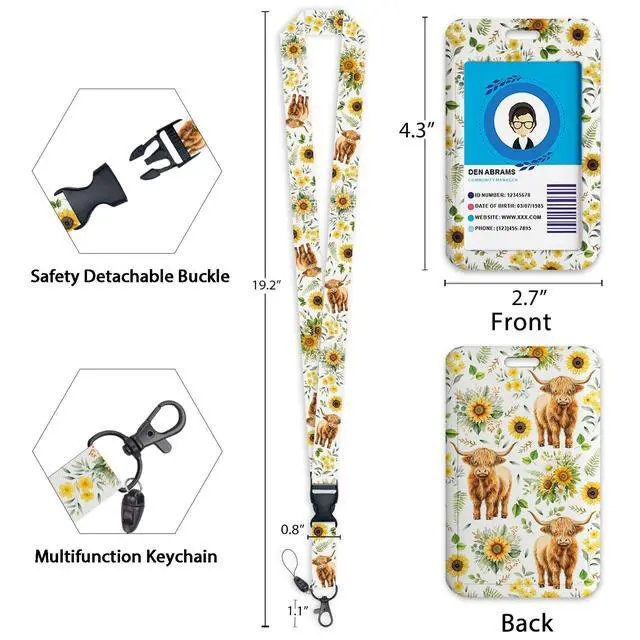 Alt view image 4 of 6 - Cow Lanyards for ID Badges, Badge Holder with Retractable Reel