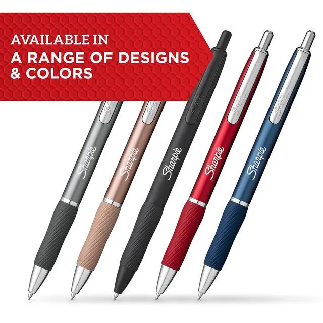 Alt view image 2 of 6 - S-Gel Pens, Sleek Metal Barrel, Matte Black, Medium Point (0.7mm), Black Gel Ink, 12 Count