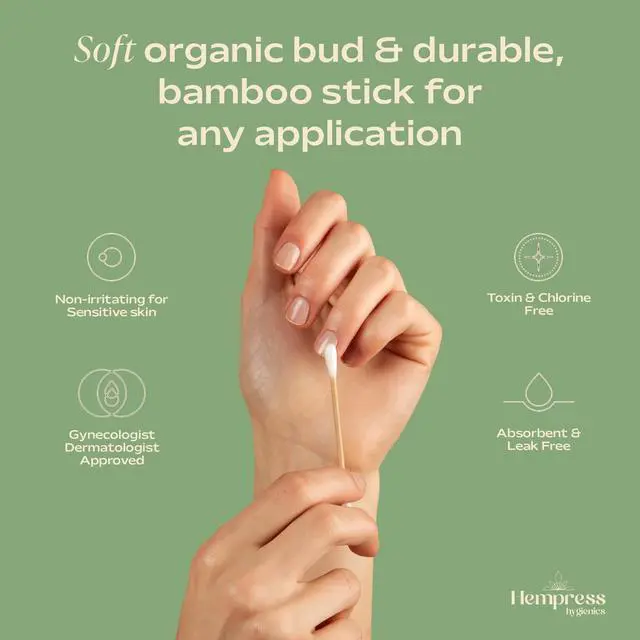 Alt view image 5 of 7 - Organic Cotton Swabs for Ears, Soft Swab Sticks for Ear Cleaning, Makeup Touch-Ups, Skincare, Nail Care & More, Non-Toxic Travel Essentials & Toiletry Must-Haves (400 Count)