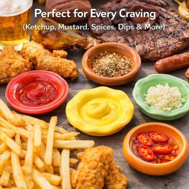 Alt view image 2 of 7 - 6-Piece Stackable Ceramic Burger Plate Set for Sauces & Dips