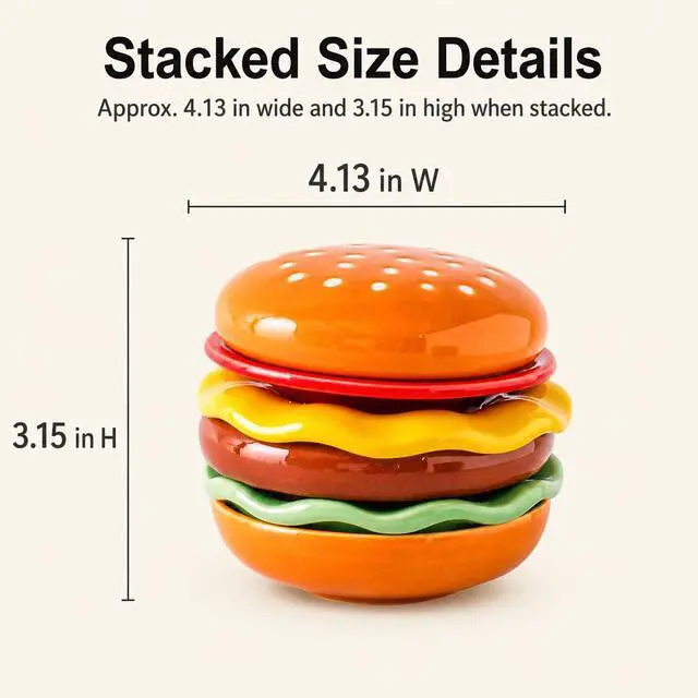 Alt view image 3 of 7 - 6-Piece Stackable Ceramic Burger Plate Set for Sauces & Dips