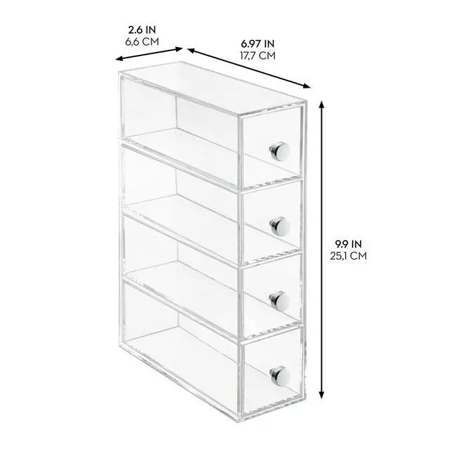 Alt view image 2 of 6 - 36560EU 4-Drawer Vanity/Cosmetic Organizer, Set of 1, Clear