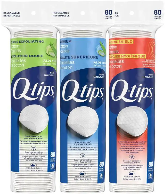 Main image of Cotton Rounds Variety 3-Pack (80 Count Ea), Hygiene Shield, Exfoliating, and Premium, for Home, First Aid and Beauty, Eco-Friendly