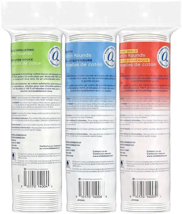 Alt view image 2 of 7 - Cotton Rounds Variety 3-Pack (80 Count Ea), Hygiene Shield, Exfoliating, and Premium, for Home, First Aid and Beauty, Eco-Friendly