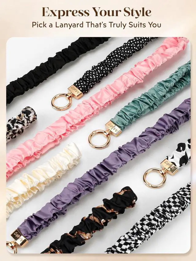 Alt view image 6 of 6 - Stretchy Scrunchie Lanyard for ID Badges & Keys, Teacher Neck Lanyard with Retractable Keychain Cute & Durable for Women (Classic Black)