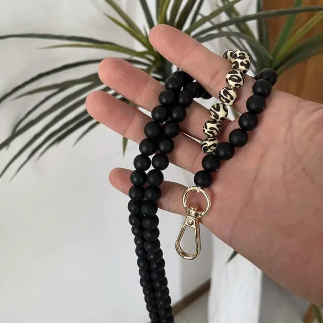 Alt view image 7 of 7 - Soft Black Silicone Lanyards for ID Badges for Women Cute Breakaway Teacher Lanyard with ID Holder for Women Silicone Bead Lanyard