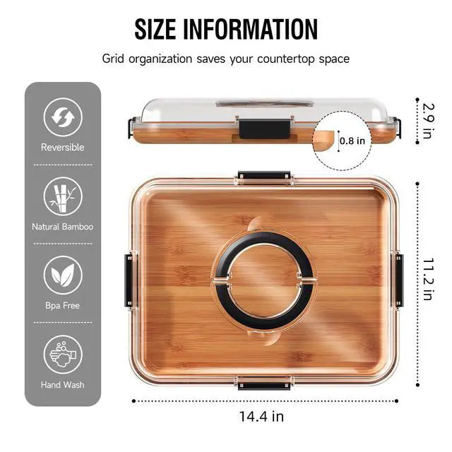 Alt view image 3 of 7 - Portable Charcuterie Boards with Lid, Cheese, Veggie & Snack Tray