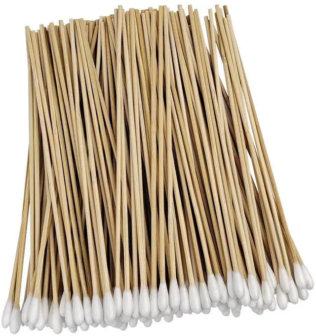 Main image of 100 Pcs 6 Inch Long Bamboo Cotton Swabs with Wooden Handles-Cotton Tip Applicators for Cleaning, Makeup, Pets Care,Remover - for Ceramics, Jewelry (100)