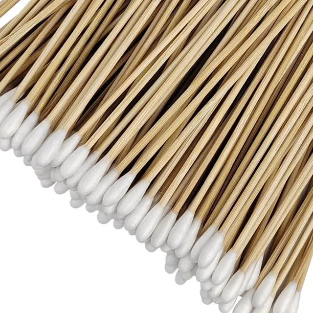 Alt view image 6 of 7 - 100 Pcs 6 Inch Long Bamboo Cotton Swabs with Wooden Handles-Cotton Tip Applicators for Cleaning, Makeup, Pets Care,Remover - for Ceramics, Jewelry (100)