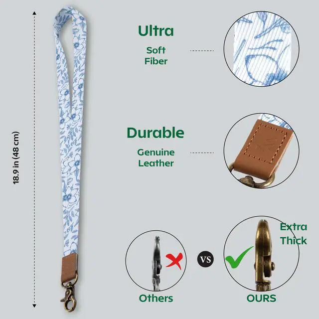 Alt view image 3 of 6 - Lanyard ID Badge, Key & Long Neck Lanyard - Cute & Cool Design for Women, Office, Cruise Ship, Staff, Students - Detachable Keyring for ID Card, Car Key, Name Tag, Credit Cards, Wallet, Phones