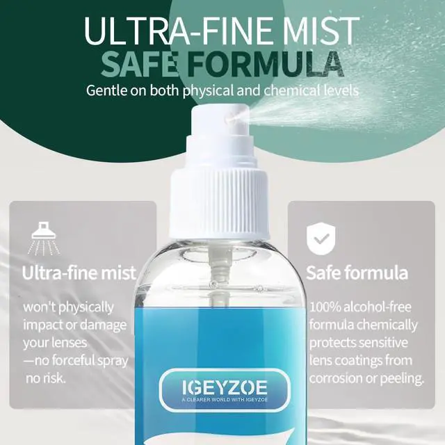 Alt view image 5 of 7 - Eyeglass Lens Cleaner Spray Kit - (2x2oz) Glasses Cleaner Bottle + (4X) Microfiber Cloth 6.9"×5.7", Alcohol Free Eyeglasses, Screen, and Camera Cleaning Kit (Tangerine+Apple Green, 6 Piece Set)