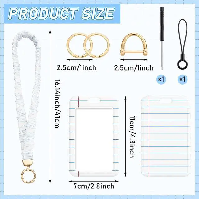 Alt view image 2 of 6 - Scrunchie Teacher Lanyards with ID Badge Holder Notebook Retractable Stretchy Lanyards with ID Badges Breakaway Wristlet Keychain Key Rings Set for Back to School Gift