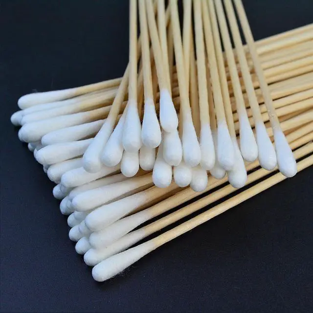 Alt view image 4 of 5 - 500 Pcs Swabs Cotton Sticks, Bantoye 6 Inches Cleaning Sterile Sticks with Wooden Handle for Wound Makeup Clean, Removal Residue