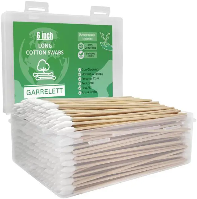 Main image of 400 PCS 6 Inch Long Cotton Swabs, Gun Cleaning Swabs with Pointed Tips, Precision Cotton Swabs for Firearm Detail Cleaning, Electronics, Crafts and Hard-to-Reach Areas