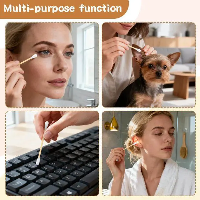 Alt view image 5 of 7 - 100 PCS (10 Pack of 10) Travel Size Cotton Swabs for Ears,Individually Wrapped Cotton Swabs,Round Tipped Round Ear Swab,Ear Sticks,Travel Ear Cleaning Cotton Buds for Travel Makeup,Hotel