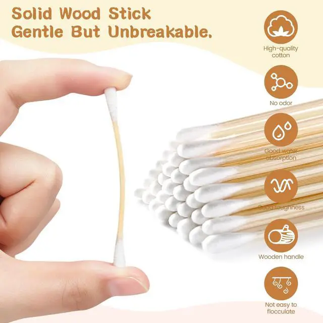 Alt view image 3 of 7 - 100 PCS (10 Pack of 10) Travel Size Cotton Swabs for Ears,Individually Wrapped Cotton Swabs,Round Tipped Round Ear Swab,Ear Sticks,Travel Ear Cleaning Cotton Buds for Travel Makeup,Hotel