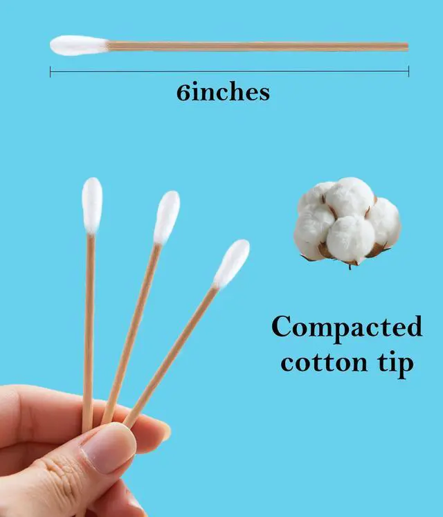 Alt view image 6 of 7 - 200PCS Cotten Swab Applicators, 6 Inch Long Wooden Cotton Swabs - Cleaning Gun Sterile Medical Q Sticks Tips Applicator With Wood Handle - Makeup & Ear Cleaner Remover Tools - For Ceramics, Jewelry