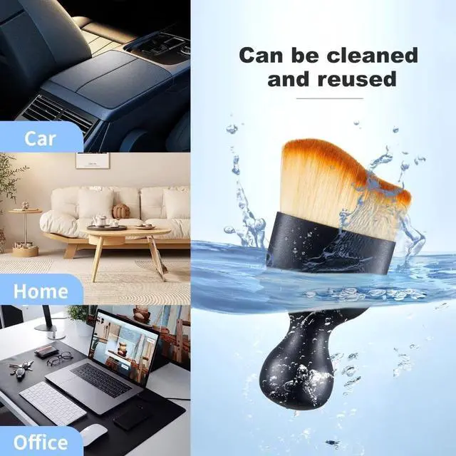 Alt view image 2 of 7 - Car Interior and Exterior Soft bristles Detail dust Brush Interior dusting Brush Dashboard Cleaning Brush Home Office Computer Keyboard dusting Tools+ Double-Sided Suede Cleaning Towel