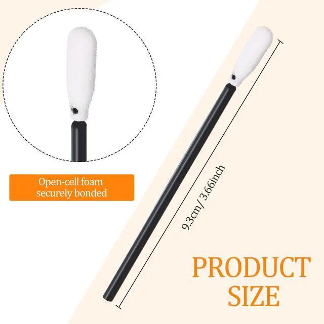 Alt view image 3 of 7 - 500 Pieces Swabs Sponge Tip Swabs Foam Tip Sticks for Inkjet Printer Print Head, Camera Lens, Optical Equipment 3.66 Inch(Black)