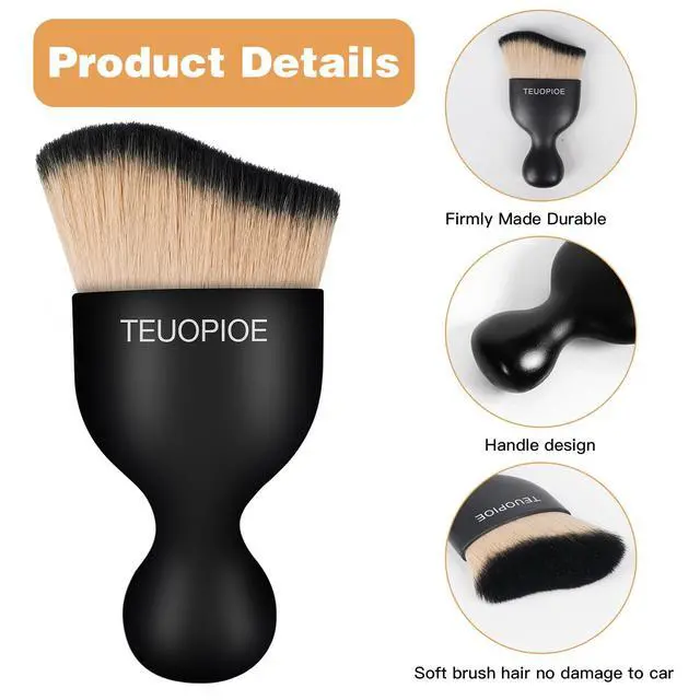 Alt view image 3 of 7 - Car Interior Cleaning Brush, Car Duster Interior,Car Detailing Brush Dusting Brush,Car Interior Cleaning Tool, Auto Soft Hair Car Brush,Auto Interior Dust Brush for Air Vents(Brown Black)