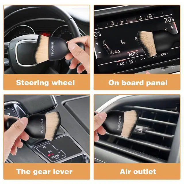 Alt view image 7 of 7 - Car Interior Cleaning Brush, Car Duster Interior,Car Detailing Brush Dusting Brush,Car Interior Cleaning Tool, Auto Soft Hair Car Brush,Auto Interior Dust Brush for Air Vents(Brown Black)