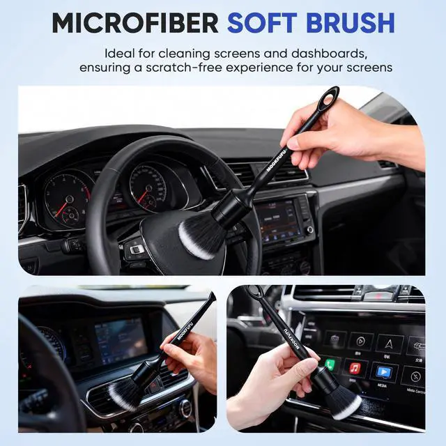 Alt view image 2 of 7 - Car Detailing Brush, 10PCS Ultra Soft Boars Hair Car Interior Exterior Detailing Brushes, Scratch-Free Car Cleaning Dust Brush for Dashboard, Emblem, Air Vents, Wheels, Leather Seat