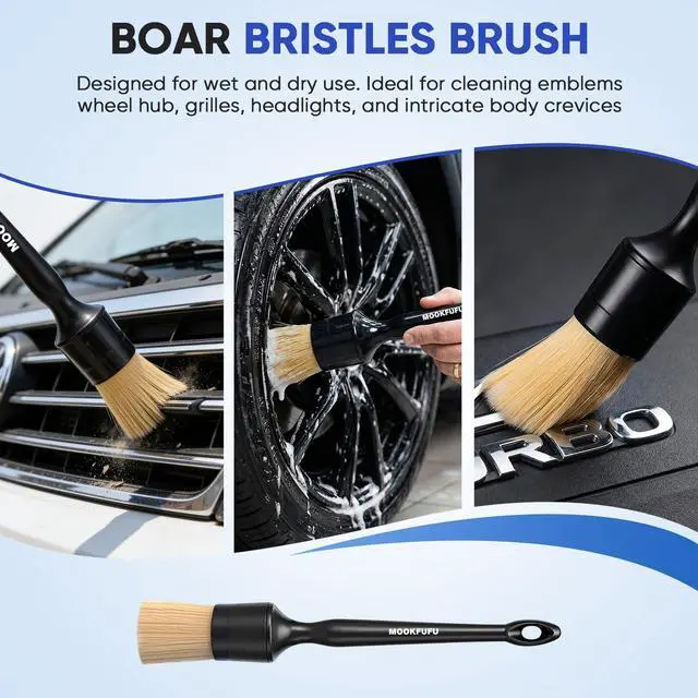 Alt view image 3 of 7 - Car Detailing Brush, 10PCS Ultra Soft Boars Hair Car Interior Exterior Detailing Brushes, Scratch-Free Car Cleaning Dust Brush for Dashboard, Emblem, Air Vents, Wheels, Leather Seat