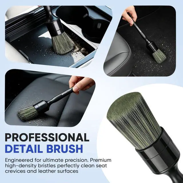 Alt view image 4 of 7 - Car Detailing Brush, 10PCS Ultra Soft Boars Hair Car Interior Exterior Detailing Brushes, Scratch-Free Car Cleaning Dust Brush for Dashboard, Emblem, Air Vents, Wheels, Leather Seat