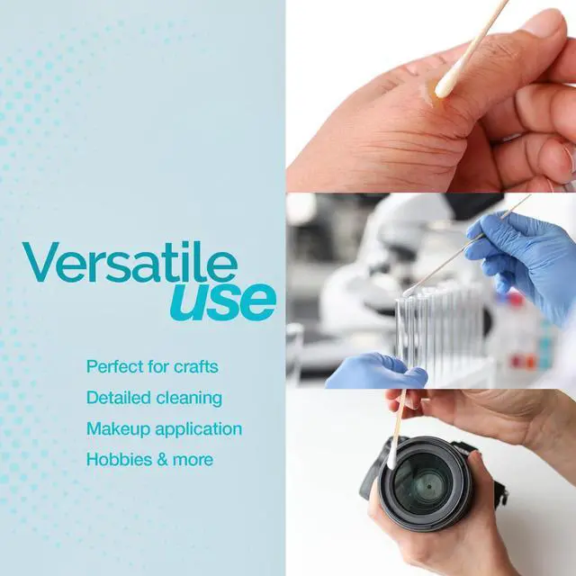 Alt view image 6 of 7 - 6-Inch Sterile Cotton Tipped Applicators - Single-Use Wooden Cotton Tip Applicators for Wound Care & Dressing, Hygiene, Makeup, Cleaning - 1 Box of 100 Pouches, 1 per Pouch