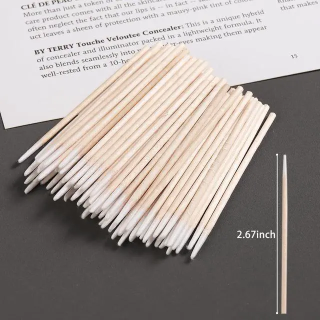 Alt view image 3 of 7 - 200PCS Precision Tip Cotton Swabs with Wooden Sticks, Pointed Tip Cotton Swabs for Nail Polish Touch Up, Disposable Makeup Applicators, Cotton Sticks for Makeup, Microblading Supplies